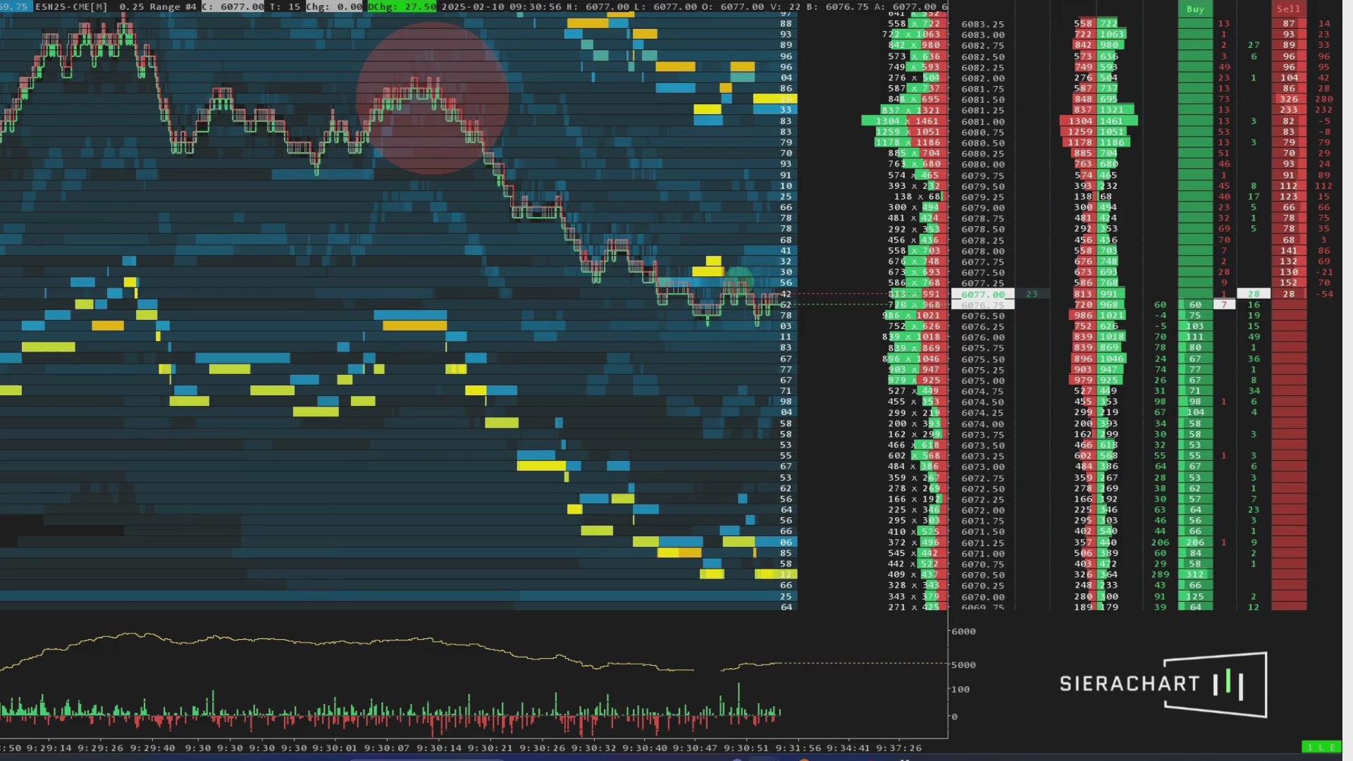 Bookmap Style Template ( DOM + TAPE + VP ) - Template Sierra Chart