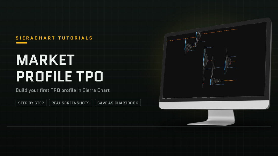 Sierra Chart Market Profile TPO setup guide with profiles on a monitor